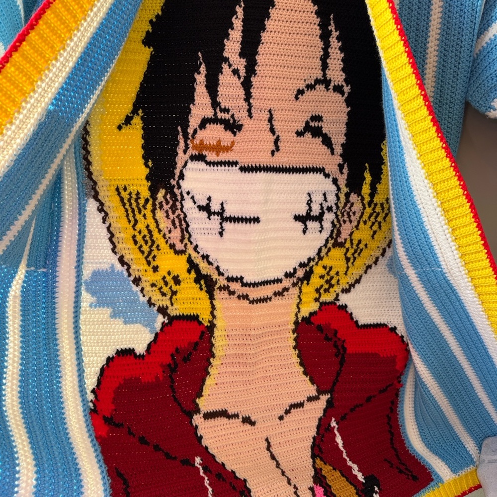 Luffy cardigan Colorful Striped Anime 🧶 crochet size S/M